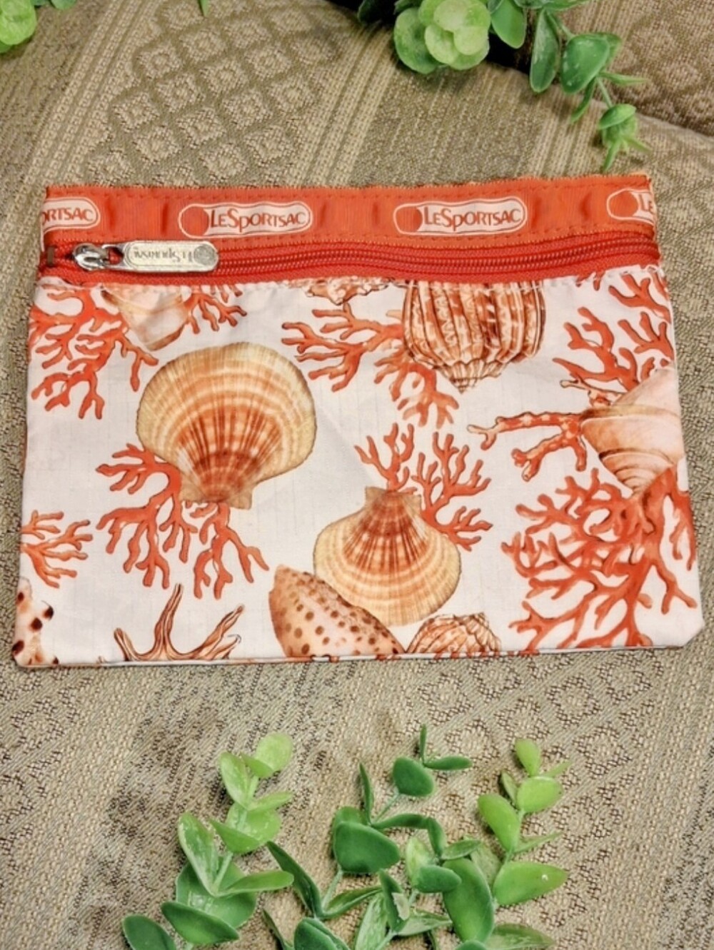 Lesportsac Sea Shell Coral Print Cosmetic Case
